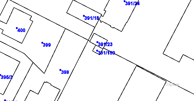 Parcela st. 391/159 v KÚ Lobzy, Katastrální mapa