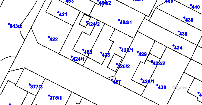 Parcela st. 425 v KÚ Lobzy, Katastrální mapa