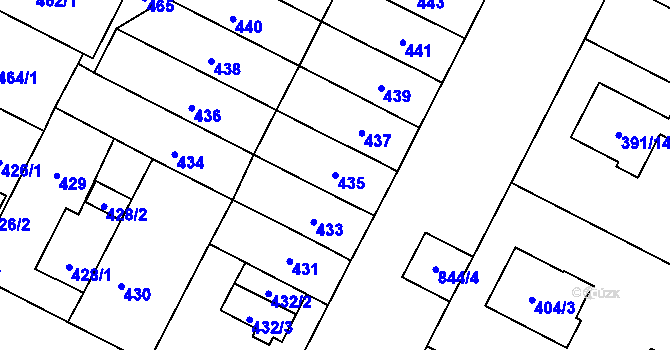 Parcela st. 435 v KÚ Lobzy, Katastrální mapa