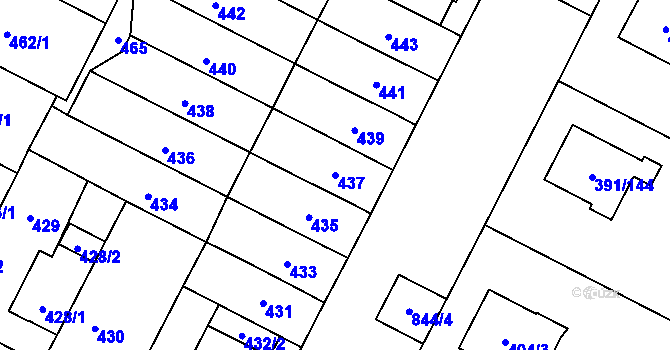 Parcela st. 437 v KÚ Lobzy, Katastrální mapa