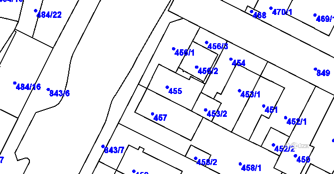 Parcela st. 455 v KÚ Lobzy, Katastrální mapa