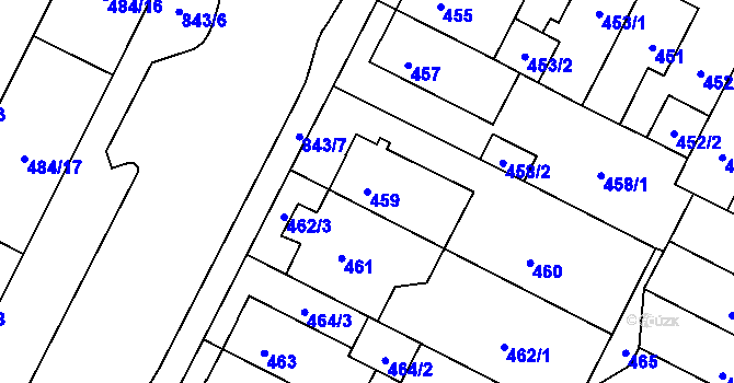 Parcela st. 459 v KÚ Lobzy, Katastrální mapa