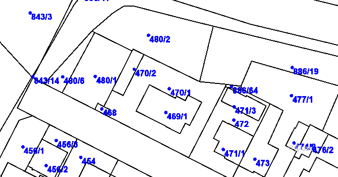Parcela st. 470/1 v KÚ Lobzy, Katastrální mapa
