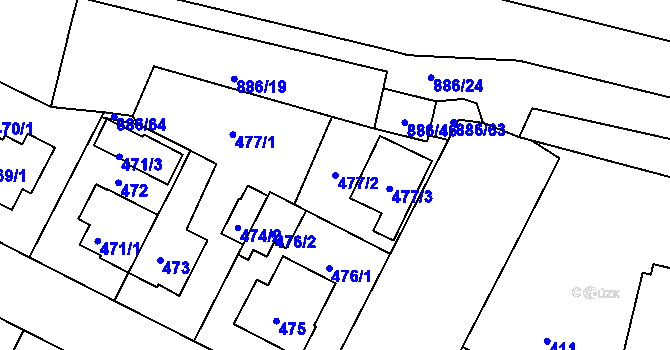 Parcela st. 477/2 v KÚ Lobzy, Katastrální mapa