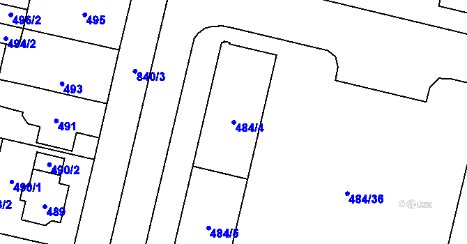 Parcela st. 484/4 v KÚ Lobzy, Katastrální mapa