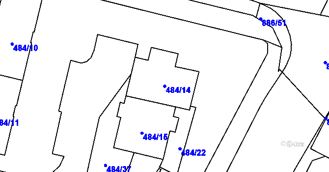 Parcela st. 484/14 v KÚ Lobzy, Katastrální mapa