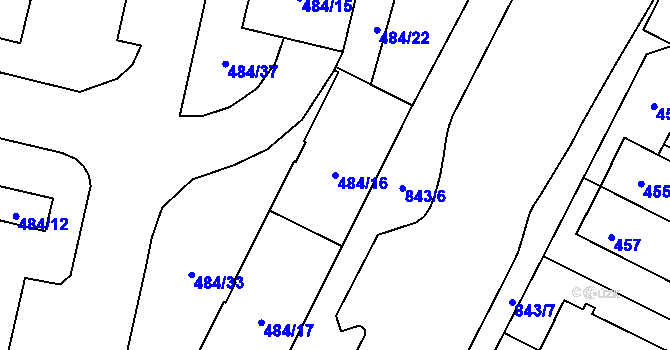 Parcela st. 484/16 v KÚ Lobzy, Katastrální mapa
