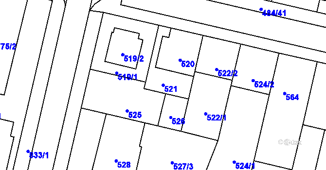 Parcela st. 521 v KÚ Lobzy, Katastrální mapa