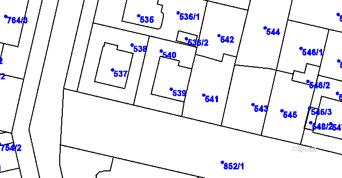 Parcela st. 539 v KÚ Lobzy, Katastrální mapa