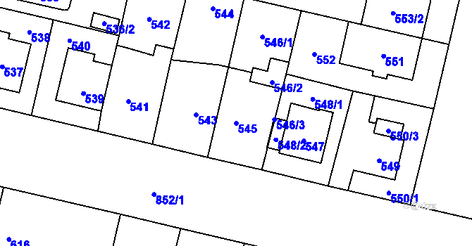 Parcela st. 545 v KÚ Lobzy, Katastrální mapa