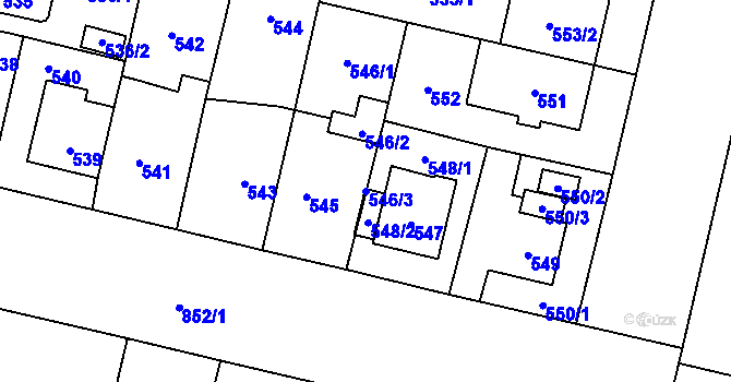 Parcela st. 546/3 v KÚ Lobzy, Katastrální mapa