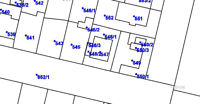 Parcela st. 547 v KÚ Lobzy, Katastrální mapa
