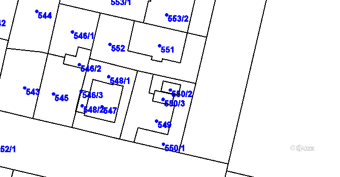 Parcela st. 550/2 v KÚ Lobzy, Katastrální mapa