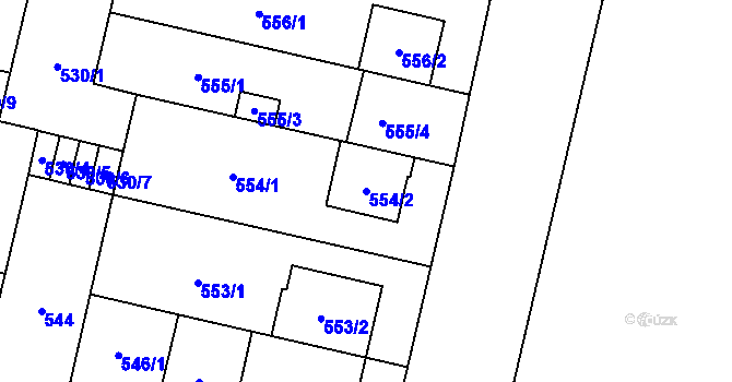 Parcela st. 554/2 v KÚ Lobzy, Katastrální mapa