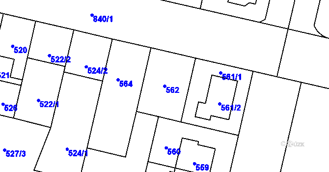 Parcela st. 562 v KÚ Lobzy, Katastrální mapa