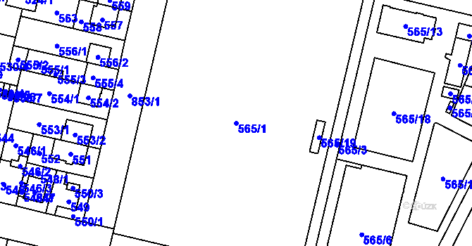 Parcela st. 565/1 v KÚ Lobzy, Katastrální mapa