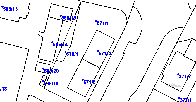 Parcela st. 571/3 v KÚ Lobzy, Katastrální mapa