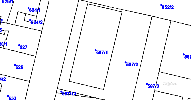 Parcela st. 587/1 v KÚ Lobzy, Katastrální mapa