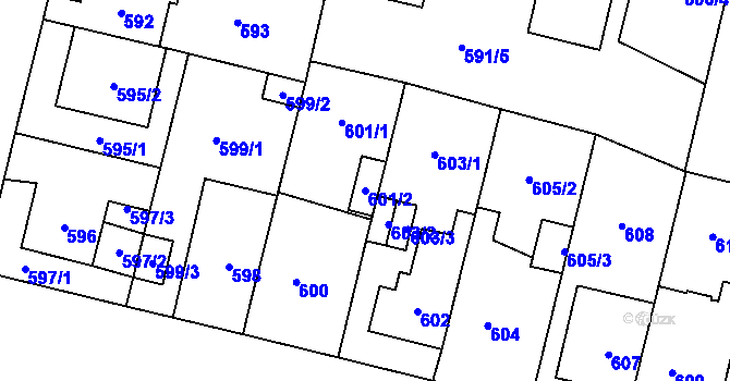 Parcela st. 601/2 v KÚ Lobzy, Katastrální mapa