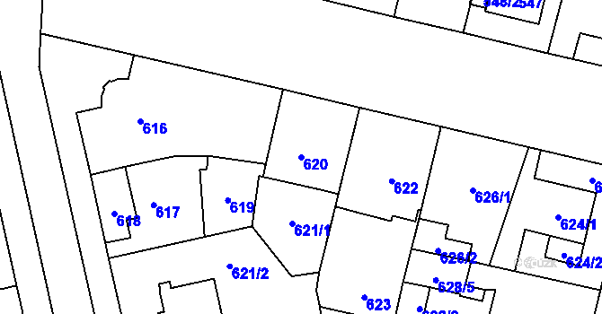 Parcela st. 620 v KÚ Lobzy, Katastrální mapa