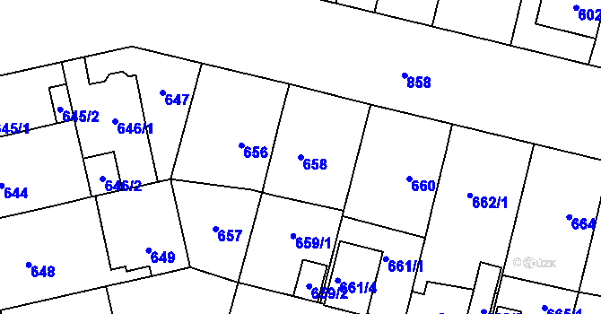 Parcela st. 658 v KÚ Lobzy, Katastrální mapa