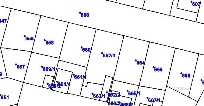 Parcela st. 662/1 v KÚ Lobzy, Katastrální mapa