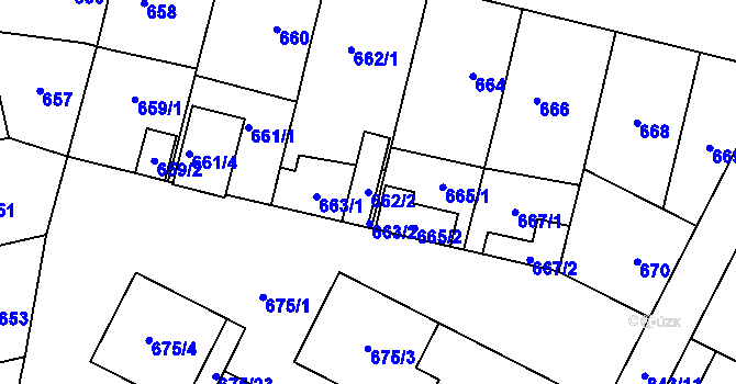 Parcela st. 662/2 v KÚ Lobzy, Katastrální mapa