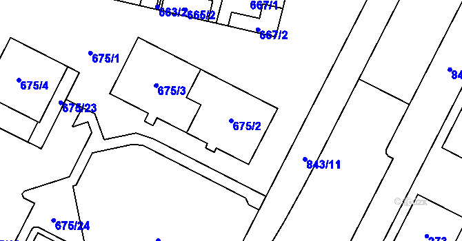 Parcela st. 675/2 v KÚ Lobzy, Katastrální mapa