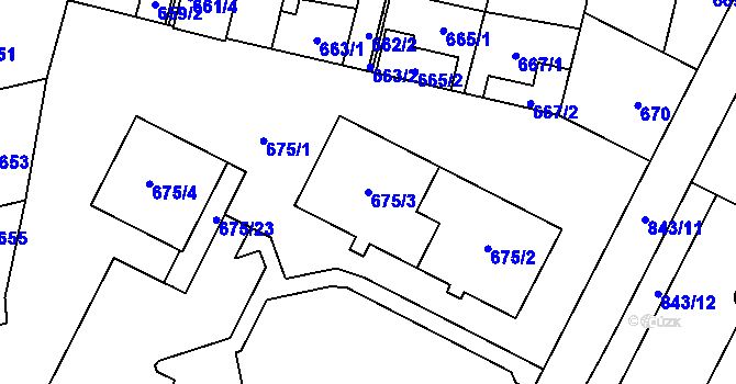 Parcela st. 675/3 v KÚ Lobzy, Katastrální mapa