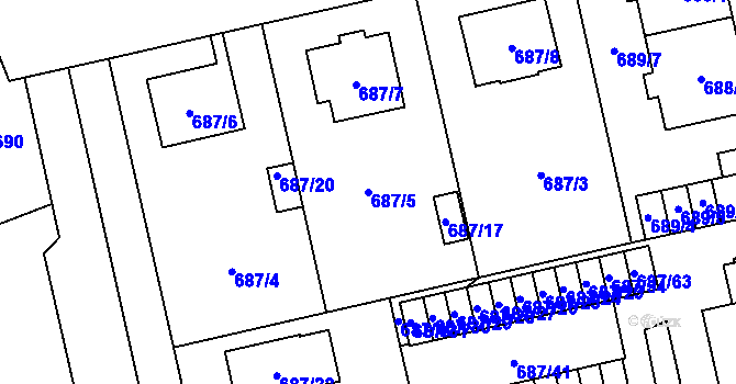 Parcela st. 687/5 v KÚ Lobzy, Katastrální mapa