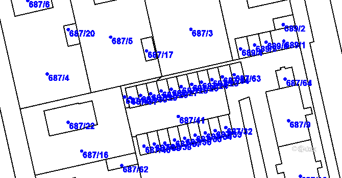 Parcela st. 687/27 v KÚ Lobzy, Katastrální mapa