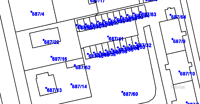 Parcela st. 687/38 v KÚ Lobzy, Katastrální mapa