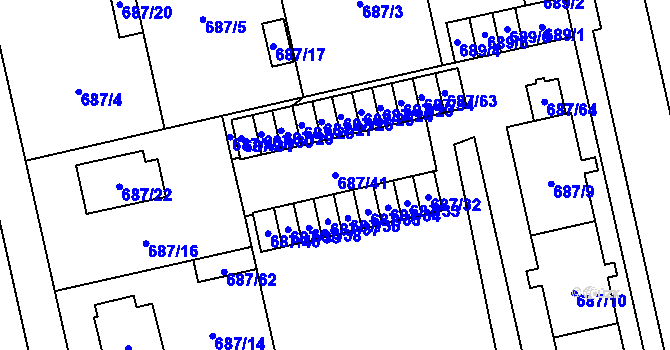 Parcela st. 687/41 v KÚ Lobzy, Katastrální mapa
