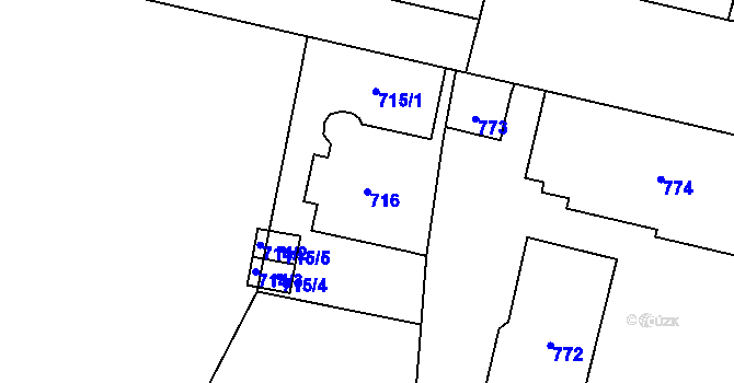 Parcela st. 716 v KÚ Lobzy, Katastrální mapa