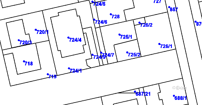 Parcela st. 724/7 v KÚ Lobzy, Katastrální mapa