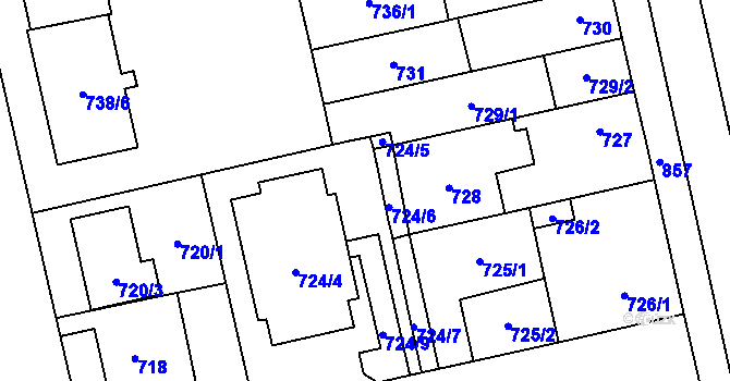 Parcela st. 724/8 v KÚ Lobzy, Katastrální mapa