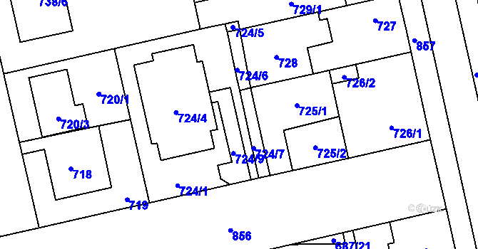 Parcela st. 724/10 v KÚ Lobzy, Katastrální mapa
