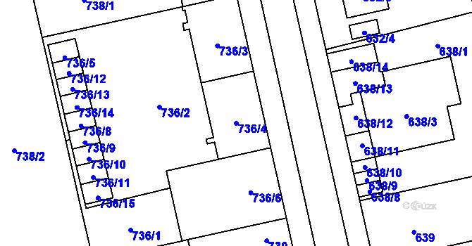 Parcela st. 736/4 v KÚ Lobzy, Katastrální mapa