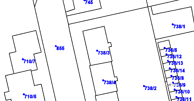 Parcela st. 738/3 v KÚ Lobzy, Katastrální mapa