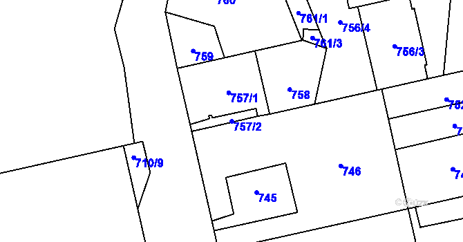 Parcela st. 757/2 v KÚ Lobzy, Katastrální mapa