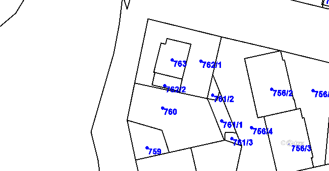 Parcela st. 762/2 v KÚ Lobzy, Katastrální mapa