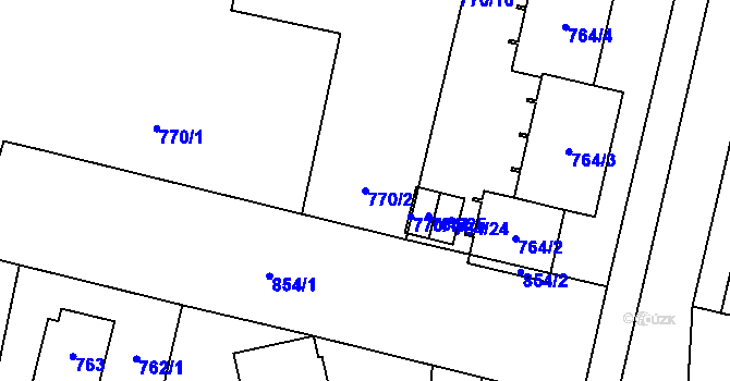 Parcela st. 770/2 v KÚ Lobzy, Katastrální mapa