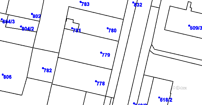 Parcela st. 779 v KÚ Lobzy, Katastrální mapa
