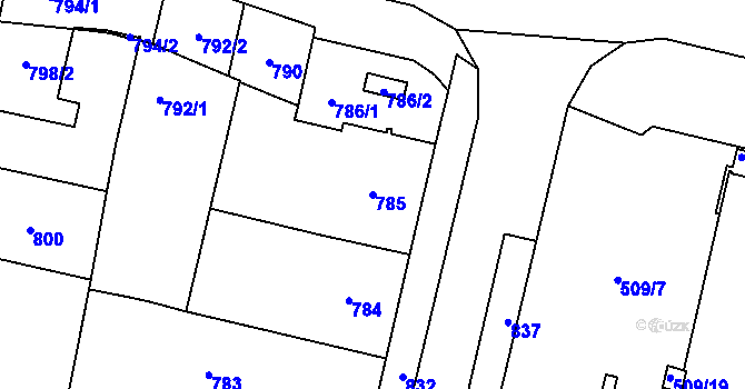 Parcela st. 785 v KÚ Lobzy, Katastrální mapa