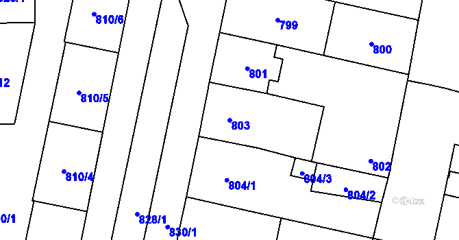 Parcela st. 803 v KÚ Lobzy, Katastrální mapa