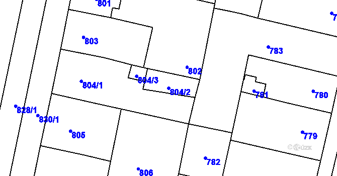 Parcela st. 804/2 v KÚ Lobzy, Katastrální mapa