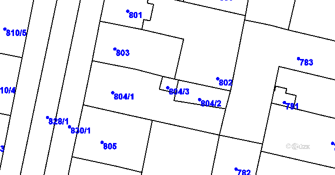 Parcela st. 804/3 v KÚ Lobzy, Katastrální mapa
