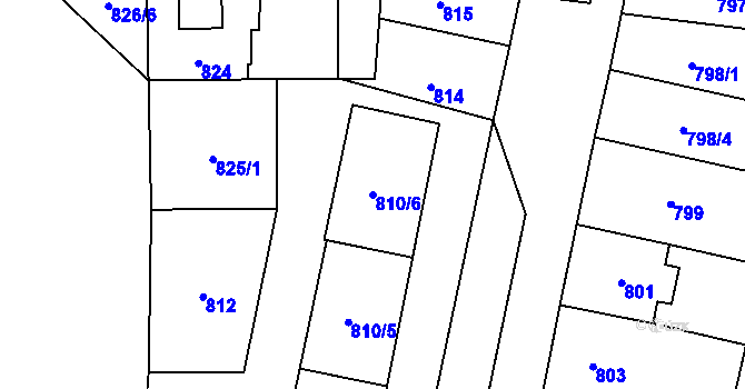 Parcela st. 810/6 v KÚ Lobzy, Katastrální mapa