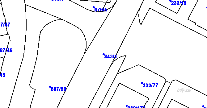 Parcela st. 843/1 v KÚ Lobzy, Katastrální mapa