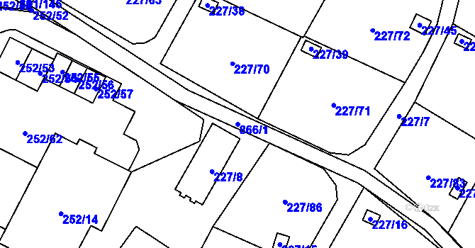 Parcela st. 866/1 v KÚ Lobzy, Katastrální mapa